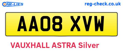 AA08XVW are the vehicle registration plates.