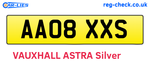 AA08XXS are the vehicle registration plates.
