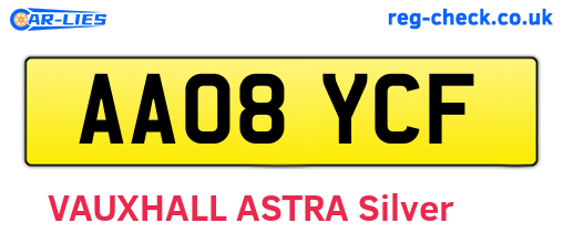 AA08YCF are the vehicle registration plates.