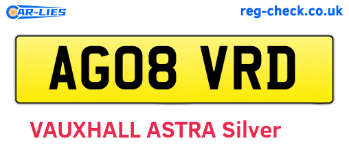 AG08VRD are the vehicle registration plates.