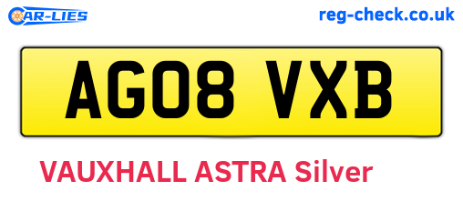 AG08VXB are the vehicle registration plates.