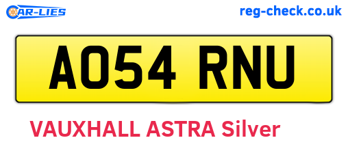 AO54RNU are the vehicle registration plates.