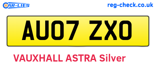 AU07ZXO are the vehicle registration plates.