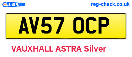 AV57OCP are the vehicle registration plates.