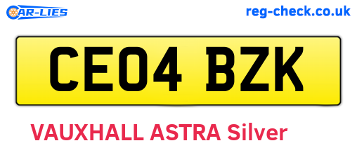 CE04BZK are the vehicle registration plates.
