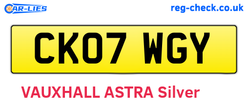 CK07WGY are the vehicle registration plates.