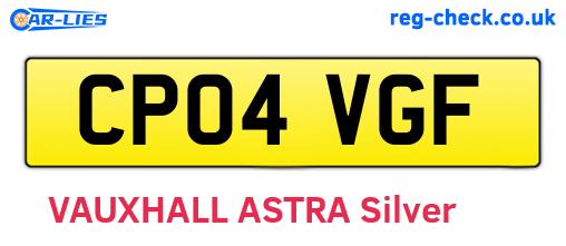 CP04VGF are the vehicle registration plates.