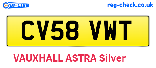 CV58VWT are the vehicle registration plates.