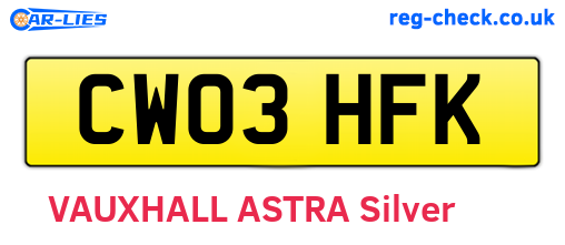 CW03HFK are the vehicle registration plates.