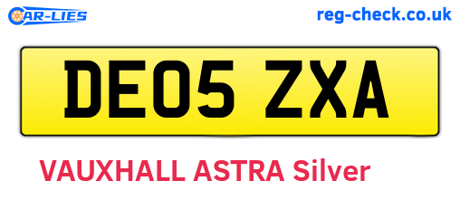 DE05ZXA are the vehicle registration plates.