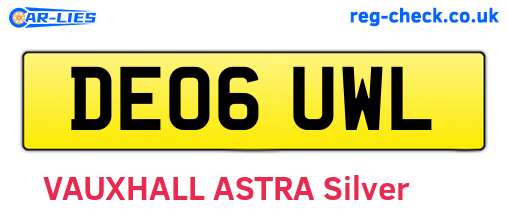 DE06UWL are the vehicle registration plates.