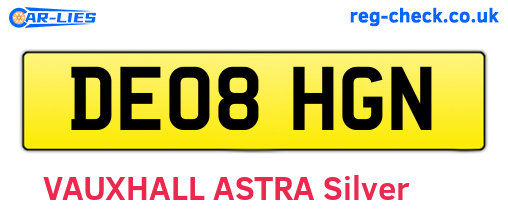 DE08HGN are the vehicle registration plates.