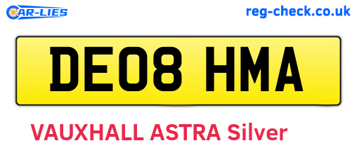 DE08HMA are the vehicle registration plates.