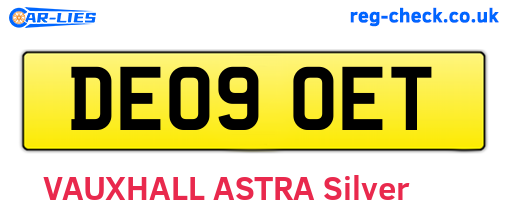 DE09OET are the vehicle registration plates.