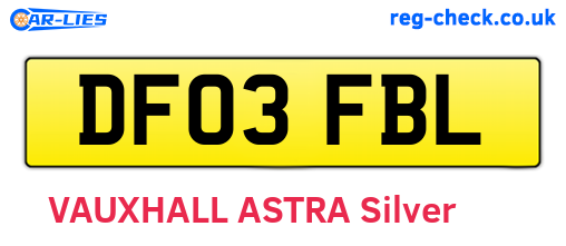 DF03FBL are the vehicle registration plates.
