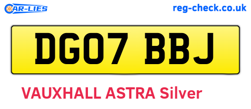 DG07BBJ are the vehicle registration plates.