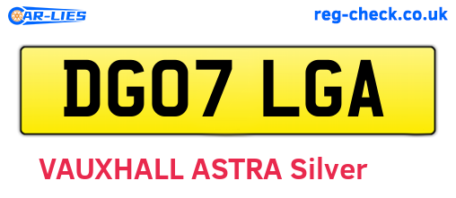 DG07LGA are the vehicle registration plates.