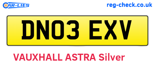 DN03EXV are the vehicle registration plates.