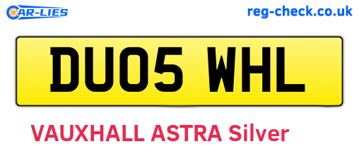 DU05WHL are the vehicle registration plates.