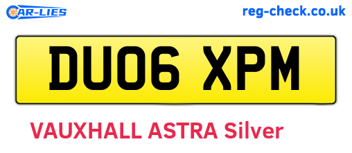 DU06XPM are the vehicle registration plates.