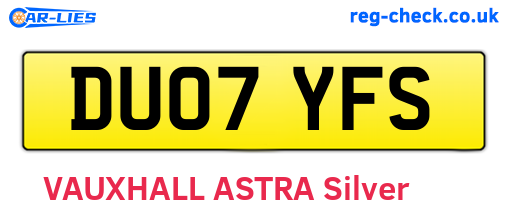 DU07YFS are the vehicle registration plates.