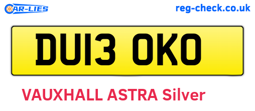 DU13OKO are the vehicle registration plates.
