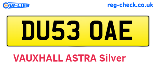 DU53OAE are the vehicle registration plates.