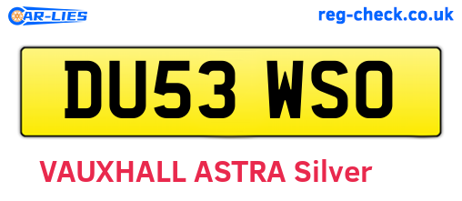 DU53WSO are the vehicle registration plates.