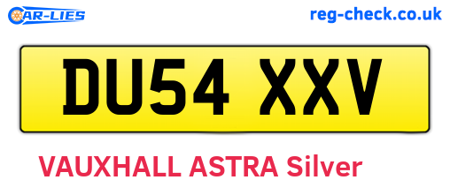 DU54XXV are the vehicle registration plates.