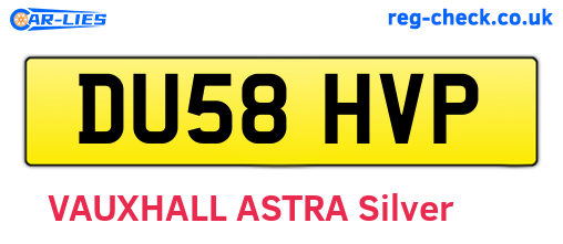 DU58HVP are the vehicle registration plates.