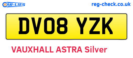 DV08YZK are the vehicle registration plates.