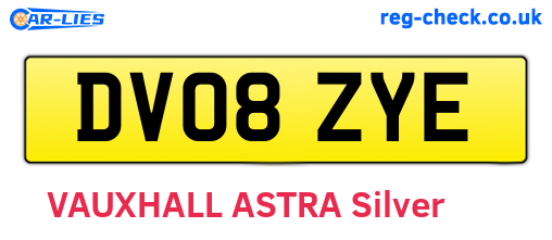 DV08ZYE are the vehicle registration plates.