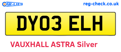 DY03ELH are the vehicle registration plates.