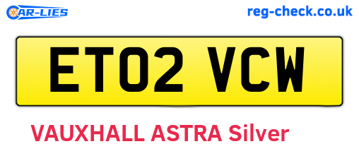 ET02VCW are the vehicle registration plates.