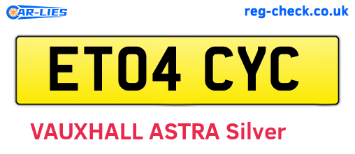 ET04CYC are the vehicle registration plates.