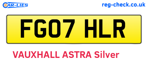 FG07HLR are the vehicle registration plates.