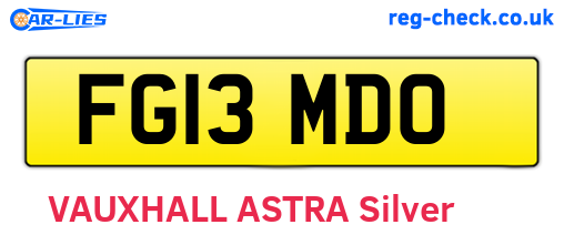FG13MDO are the vehicle registration plates.