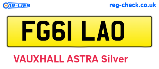 FG61LAO are the vehicle registration plates.