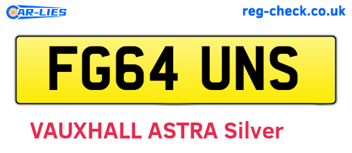 FG64UNS are the vehicle registration plates.