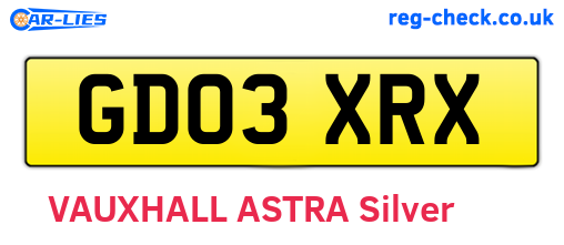 GD03XRX are the vehicle registration plates.