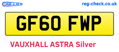 GF60FWP are the vehicle registration plates.