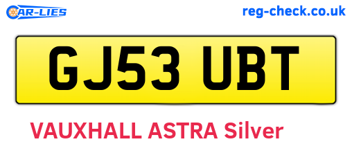 GJ53UBT are the vehicle registration plates.