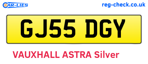 GJ55DGY are the vehicle registration plates.
