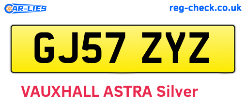 GJ57ZYZ are the vehicle registration plates.