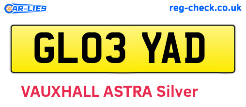 GL03YAD are the vehicle registration plates.