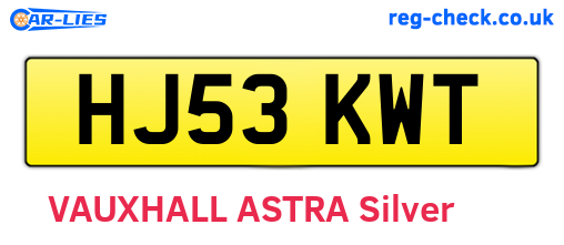 HJ53KWT are the vehicle registration plates.