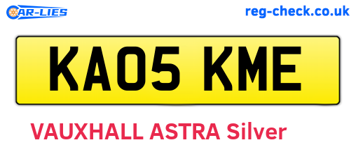 KA05KME are the vehicle registration plates.