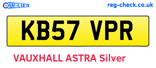 KB57VPR are the vehicle registration plates.