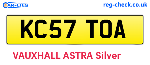 KC57TOA are the vehicle registration plates.