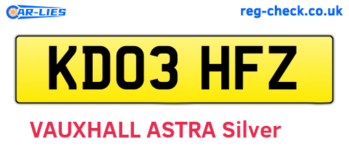 KD03HFZ are the vehicle registration plates.